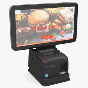 3D Digital Ordering Kiosk Terminal Screen On