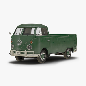 Volkswagen Type 2 Single Cab Pick Up Green 2 3D model
