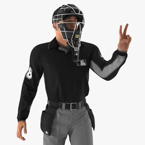 3D Baseball Umpire with Protective Mask Showing Points