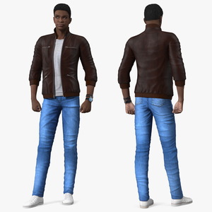 3D Teenager Dark Skin Street Outfit Standing Pose