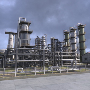 Weathered Oil Refinery 3D