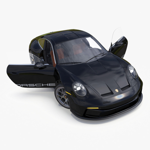 Sport Car Porsche 911 2024 Black Simplified Rigged for Maya 3D model