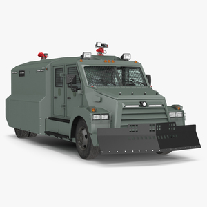 3D Armored Anti Riot Truck Green Rigged