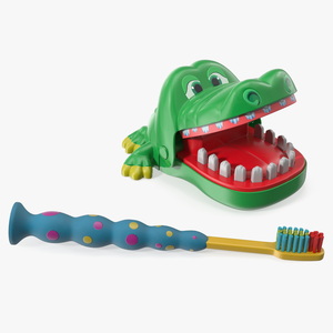 Toothbrush Kids with Crocodile Dentist Toy 3D