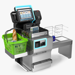 Toshiba Self Checkout System with Shopping Basket 3D model