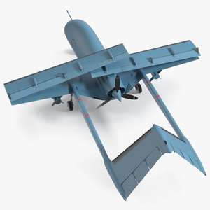 3D Armed Combat Drone Blue with Wings Folded