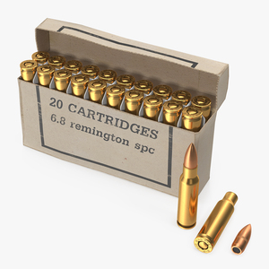 3D Box of 6.8mm Remington Special Purpose Cartridge model