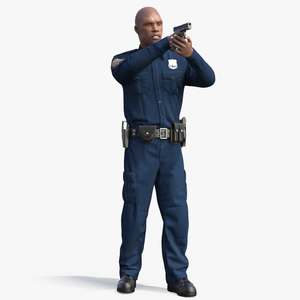 NYPD Cop Aiming with Gun 3D model