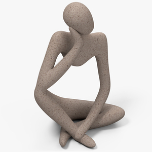 3D Art Human Sitting Sculpture White model