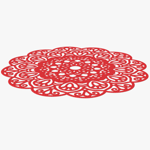 3D Decorative Round Lace Paper Doilie Red model