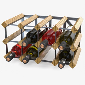 Classical Design Wine Rack with Wine Bottles 3D model