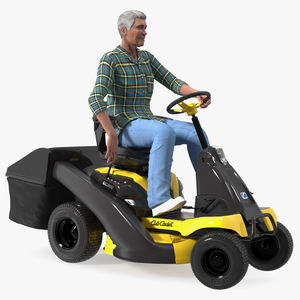 Man with Riding Lawn Mower Cub Cadet CC30E 3D