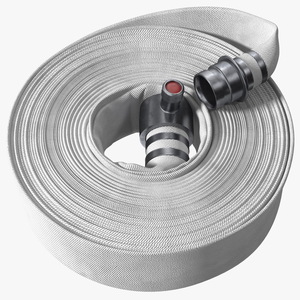 3D Neatly Coiled Fire Hose White Canvas