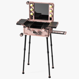 3D Professional Makeup Trolley with Light Pink model