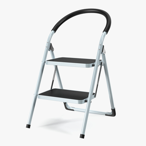 2 Step Ladder Folding Step Stool 3D