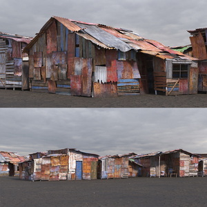 3D Crowded Slum Housing Cluster model