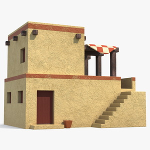 3D model Realistic Arabian House Building with Terrace