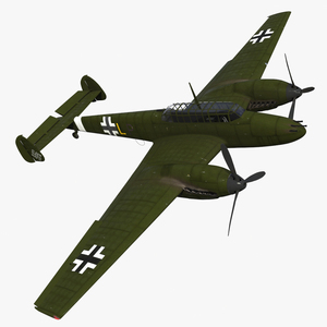 3D Messerschmitt Bf 110 or Me 110 WWII German Heavy Fighter Rigged model