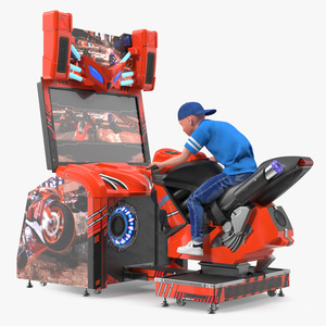 Boy on Motorcycle Racing Arcade Machine 3D model