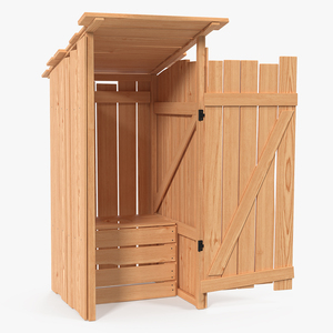 Rustic Wooden Outhouse Toilet 3D model