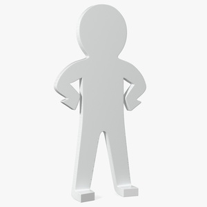 Plastic Stickman Confident Pose White 3D