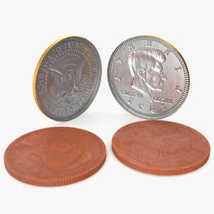 Milk Chocolate Coin with Golden Foil Wrapper 3D model