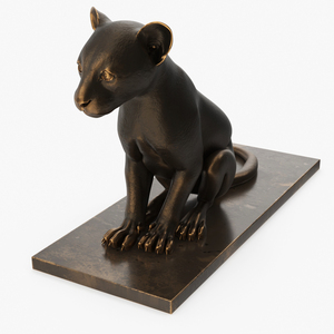 Bronze Sitting Panther Statue 3D model