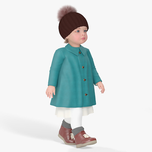 Little Girl Everyday Autumn Style Fur Rigged 3D model