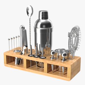 3D Complete Bartender Kit 21 Pieces Stainless Steel model