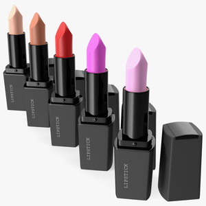 Square Lipsticks 5 Colors Set 3D model