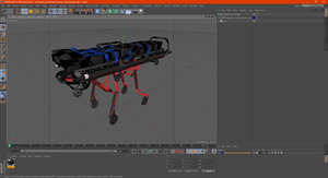 3D model Ambulance Unfolded Gurney