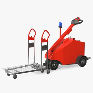 3D Red Electric Pusher with Cargo Trolley model