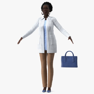 3D Black Elderly Woman Everyday Style A-Pose