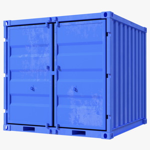 8ft Shipping Container Blue 3D