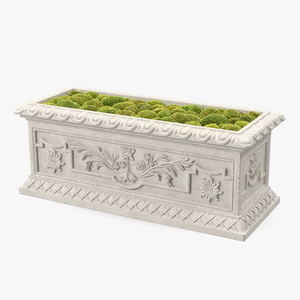 3D model Trough Planter With Moss Garden h30