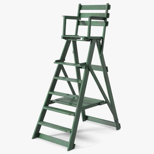 Wooden Umpire Chair 3D model