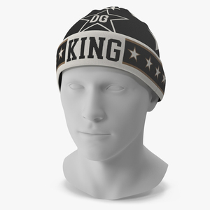 3D model Mens DG King Star Intarsia Beanie Hat on Mannequin