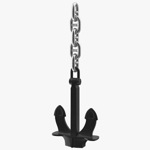 Ship Anchor with Chain 3D