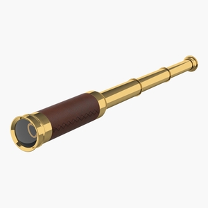 Wrapped Brass Spyglass Telescope 3D