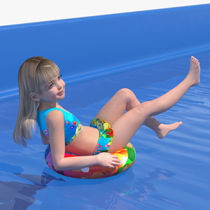 3D model Plunge Pool and Child Girl Swimming