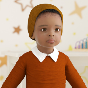 Black Baby Boy Light Skinned Outdoor Style A-Pose 3D model