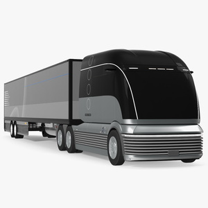 3D Futuristic Semi Truck with Trailer Rigged