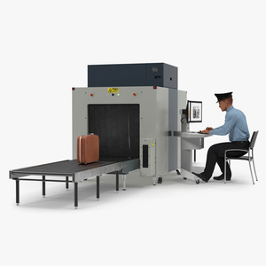 3D Airport Security Officer Xray Baggage Scanning