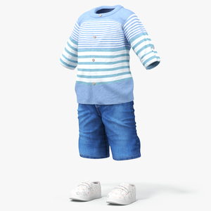 Summer Clothes for Walking One Year Old Baby 3D model