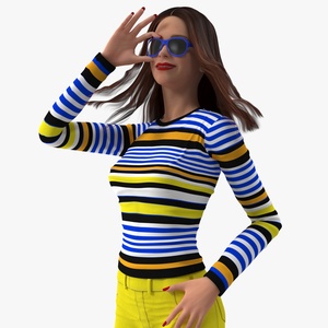 3D Fashionable European Female with Handbag Rigged for Cinema 4D