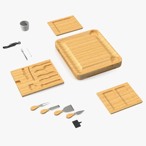 3D Bamboo Cheese Board with Cutlery Set