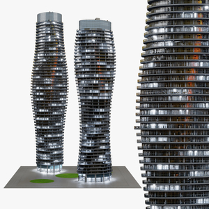 Absolute World Towers in the Night Lightning 3D model