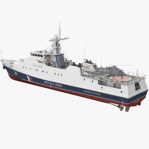 Russian Ship 22460 Okhotnik with Helicopter Rigged for Cinema 4D 3D model