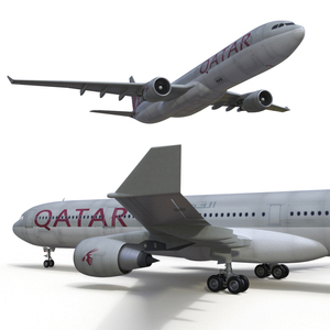 3D Qatar Airways Airbus A330-300 Rigged