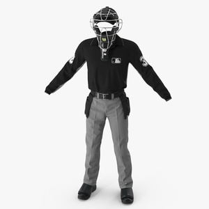 Uniform for Baseball Umpire with Mask 3D